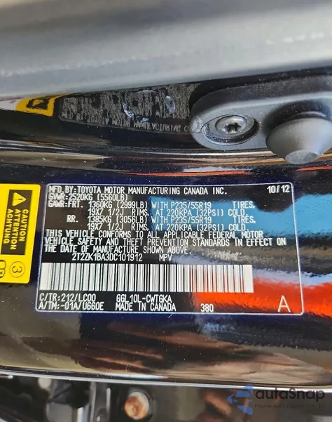 2013 Lexus Rx 350 z USA, uszkodzony, nr VIN 2T2ZK1BA3DC101912